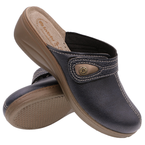 Obuwie domowe damskie wysokie klapki na rzep