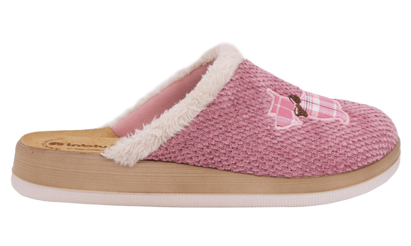 Kapcie damskie ciepłe obuwie domowe z motywem pieska