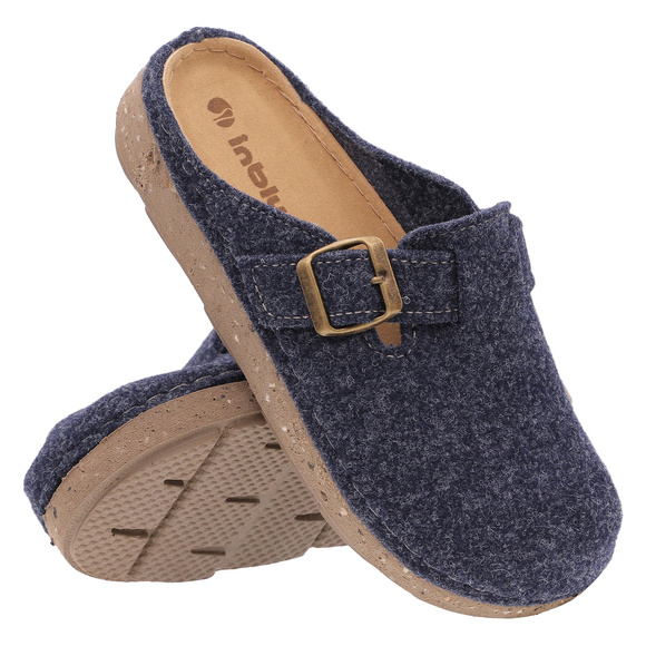 Kapcie damskie wygodne obuwie domowe Filc z klamrą