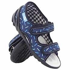 Kapcie dziecięce tekstylne sandałki na rzepy