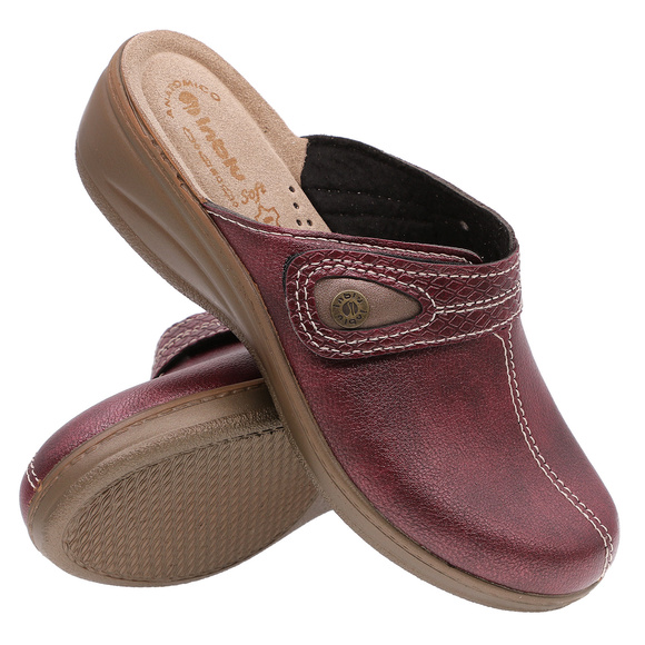 Obuwie domowe damskie wysokie klapki na rzep