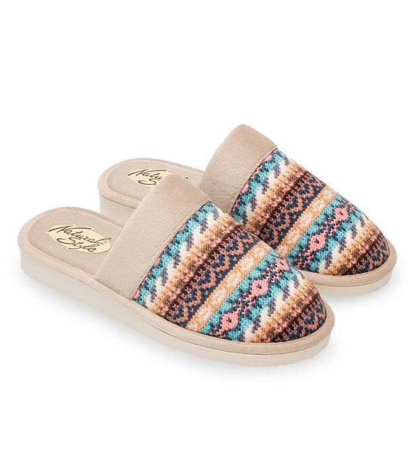 Kapcie damskie obuwie domowe wzór norweski