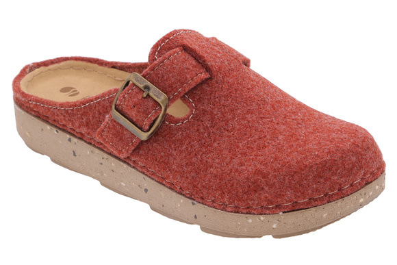 Kapcie damskie wygodne obuwie domowe Filc z klamrą