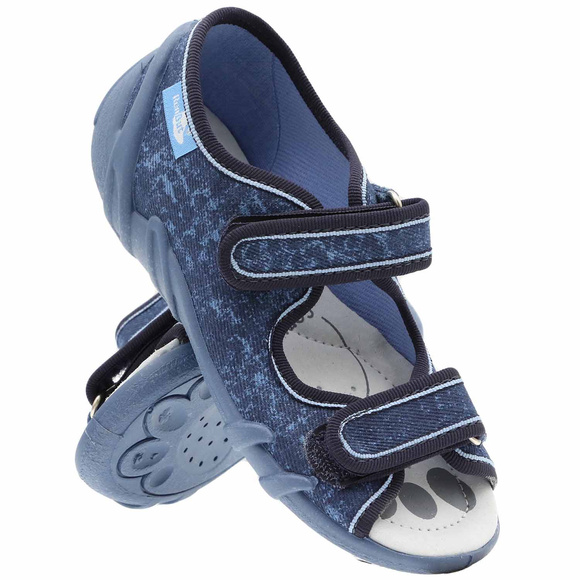 Kapcie dziecięce tekstylne sandałki na rzepy