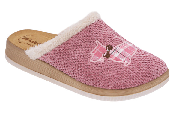 Kapcie damskie ciepłe obuwie domowe z motywem pieska