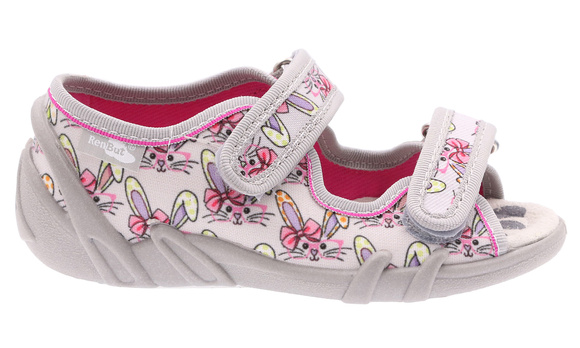 Kapcie dziecięce tekstylne sandałki na rzepy