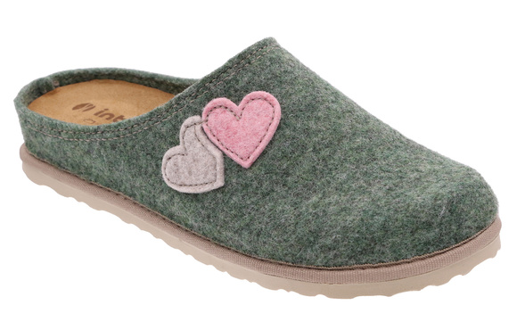 Kapcie damskie obuwie domowe filc Serca / wyjmowana wkładka