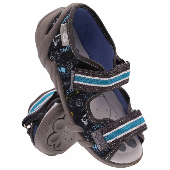 Kapcie dziecięce tekstylne sandałki na rzepy