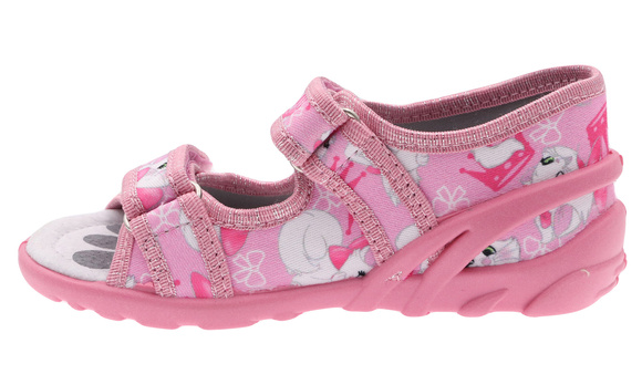 Kapcie dziecięce tekstylne sandałki na rzepy