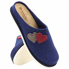 Kapcie damskie obuwie domowe Serca filc / wyjmowana wkładka
