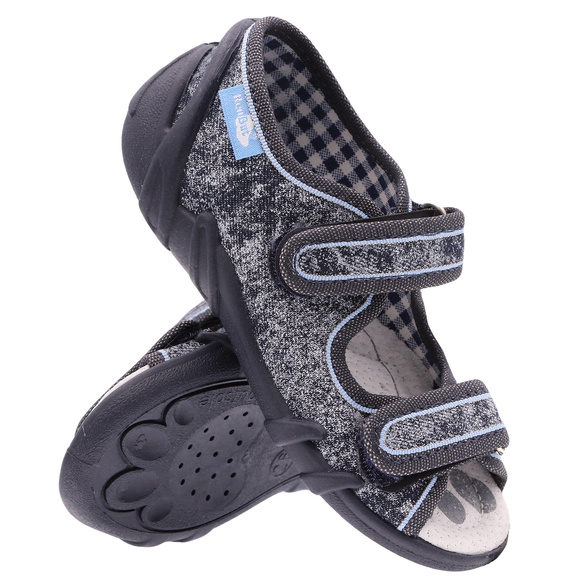 Kapcie dziecięce tekstylne sandałki na rzepy