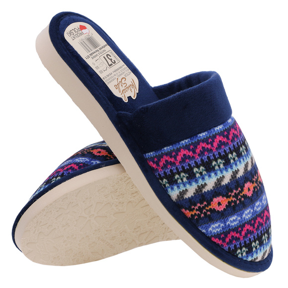 Kapcie damskie obuwie domowe wzór norweski