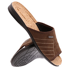 Kapcie męskie z odkrytymi palcami domowe niskie na korku