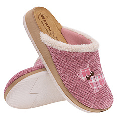 Kapcie damskie ciepłe obuwie domowe z motywem pieska