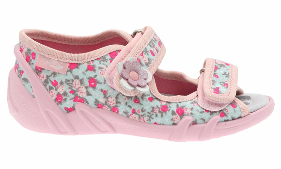 Kapcie dziecięce tekstylne sandałki na rzepy