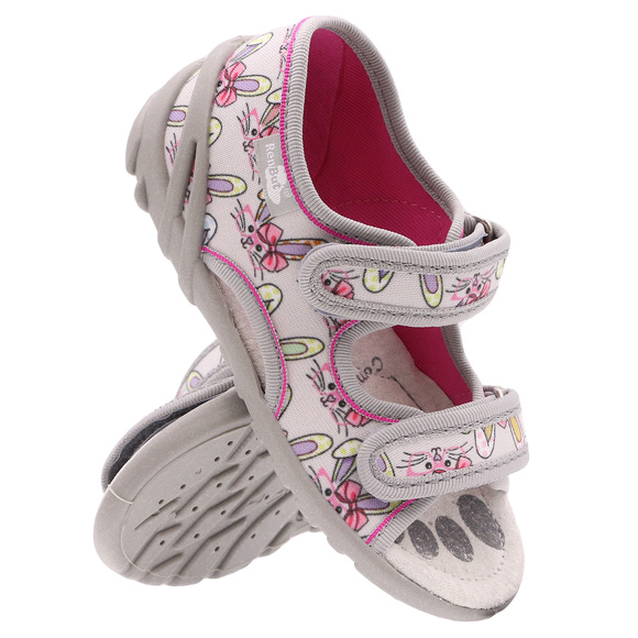 Kapcie dziecięce tekstylne sandałki na rzepy