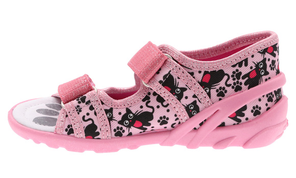 Kapcie dziecięce tekstylne sandałki na rzepy