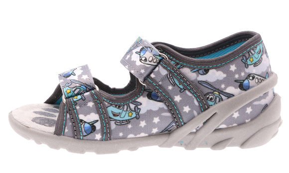 Kapcie dziecięce tekstylne sandałki na rzepy