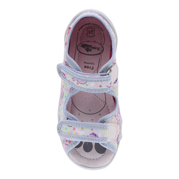 Kapcie dziecięce tekstylne sandałki na rzepy