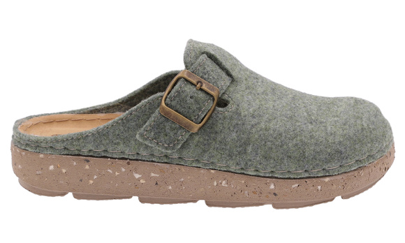 Kapcie damskie wygodne obuwie domowe Filc z klamrą