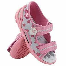 Kapcie dziecięce tekstylne sandałki na rzepy