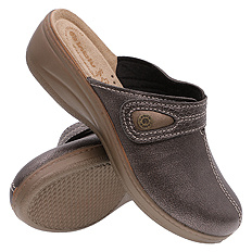 Obuwie domowe damskie wysokie klapki na rzep