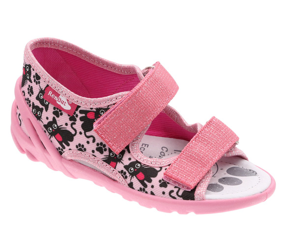 Kapcie dziecięce tekstylne sandałki na rzepy