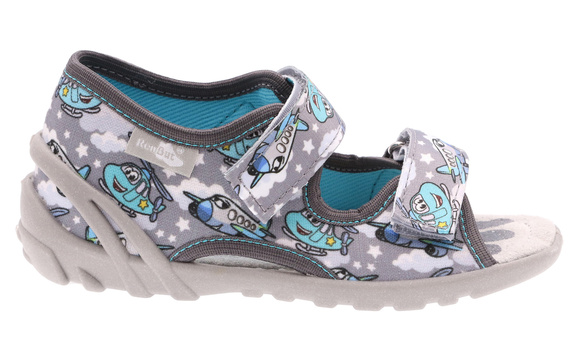 Kapcie dziecięce tekstylne sandałki na rzepy