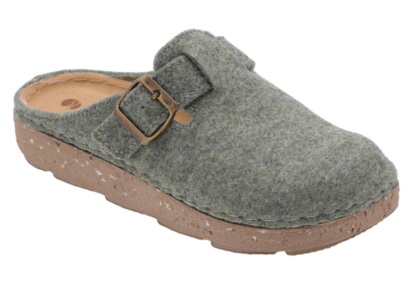 Kapcie damskie wygodne obuwie domowe Filc z klamrą